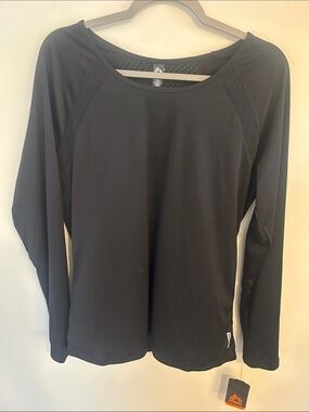 RBX Black Long Sleeve Athletic Top with Subtle Vent Detailing